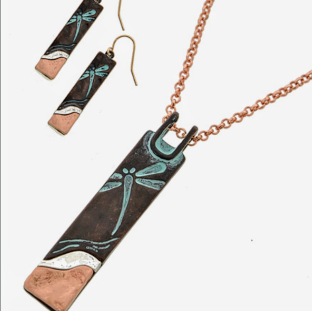 Copper necklace and earring set